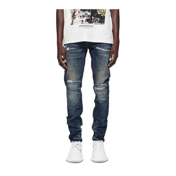 Purple Brand Skinny Fit Jeans Light Destroy Mens Blue P001 - Picture 1 of 2